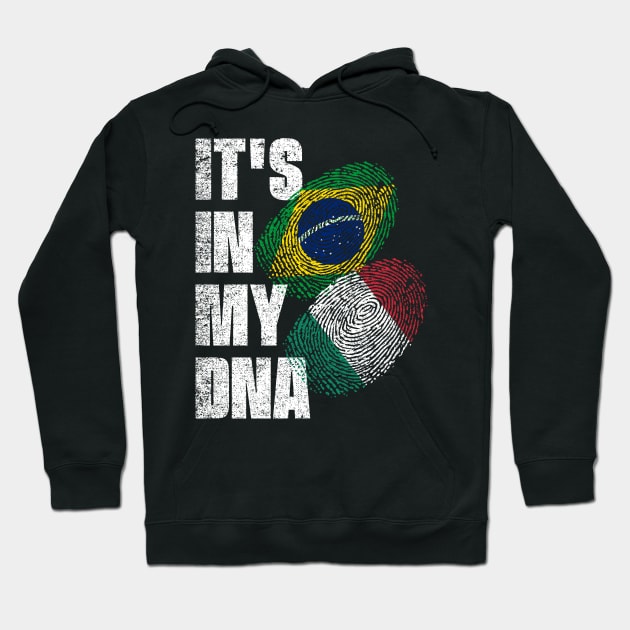 Italian And Brazilian Mix DNA Heritage Flag Hoodie by simonStufios